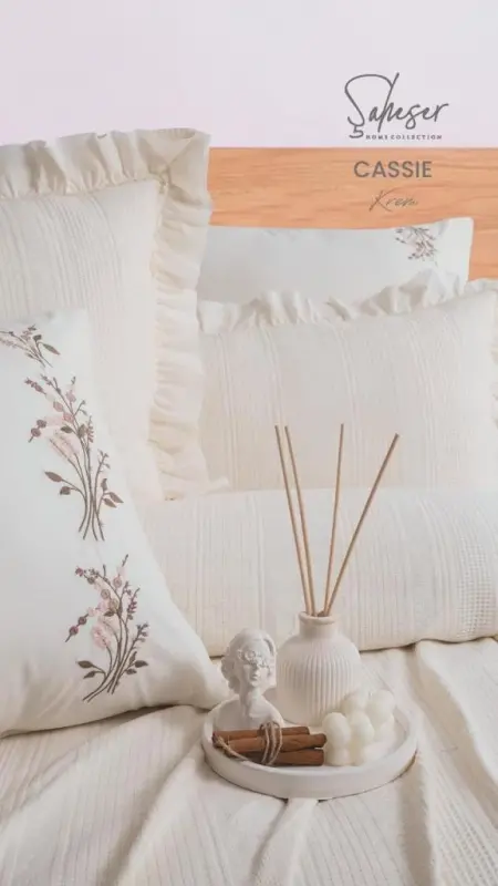Şaheser Home Collection Yatak Örtüsü Çift Kişilik Cassie Krem - 2