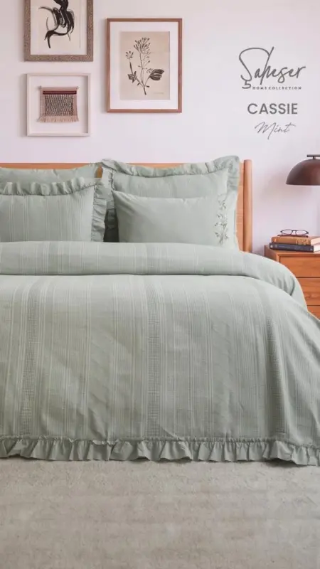 Şaheser Home Collection Yatak Örtüsü Çift Kişilik Cassie Mint - 1