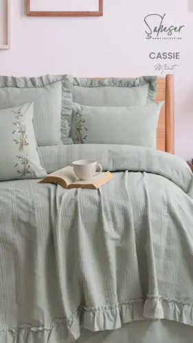 Şaheser Home Collection Yatak Örtüsü Çift Kişilik Cassie Mint - NEVRESIMDUNYASI (1)