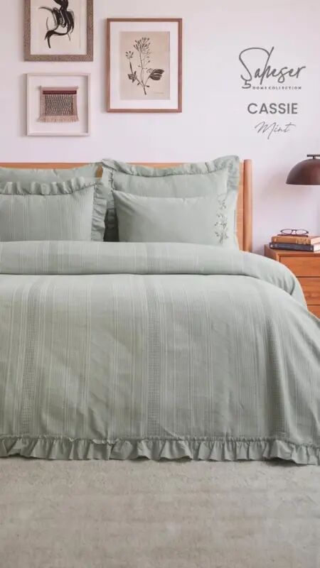 Şaheser Home Collection Yatak Örtüsü Çift Kişilik Cassie Mint - NEVRESIMDUNYASI
