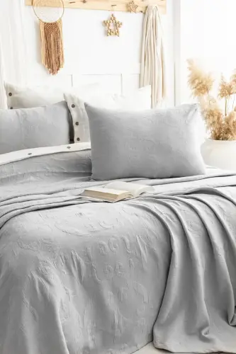Şaheser Home Collection Yatak Örtüsü Çift Kişilik Julia A.Gri - NEVRESIMDUNYASI (1)
