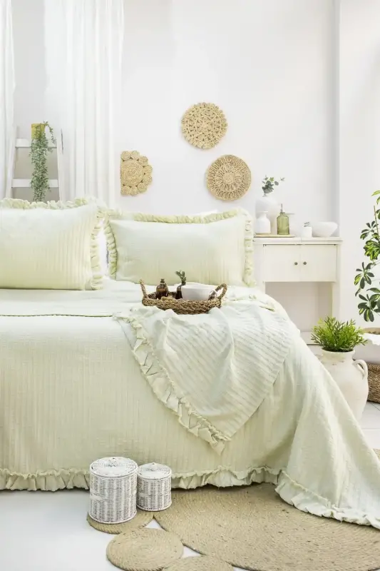 Şaheser Home Collection Yatak Örtüsü Çift Kişilik Marta Yeşil - 1
