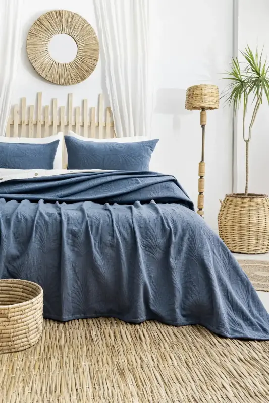Şaheser Home Collection Yotoq Yopig'i Ikki Kishilik Silvia İndigo - 1