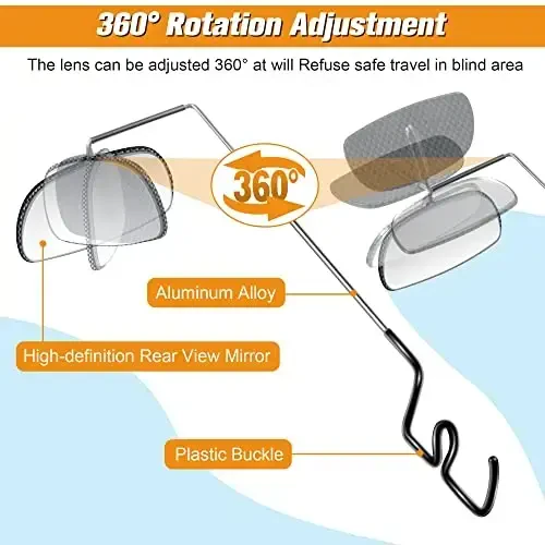 Saillong Bike Eyeglass Mirror 360 Degree Adjustable Lightweight Bicycle Cycling Rear View Helmet Mirror for Cycling(2 Pieces) - 3