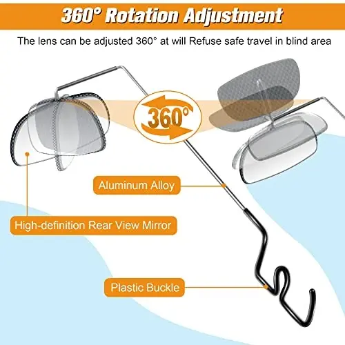 Saillong Bike Eyeglass Mirror 360 Degree Adjustable Lightweight Bicycle Cycling Rear View Helmet Mirror for Cycling(2 Pieces) - 3