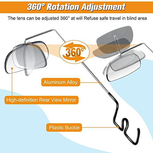 Saillong Bike Eyeglass Mirror 360 Degree Adjustable Lightweight Bicycle Cycling Rear View Helmet Mirror for Cycling(1 Piece) - 3