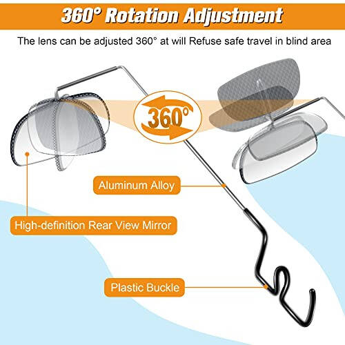 Saillong Bike Eyeglass Mirror 360 Degree Adjustable Lightweight Bicycle Cycling Rear View Helmet Mirror for Cycling(1 Piece) - 3