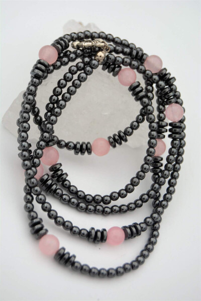 Sailor Lock Healing Necklace with Rose Quartz Hematite Stones - 2