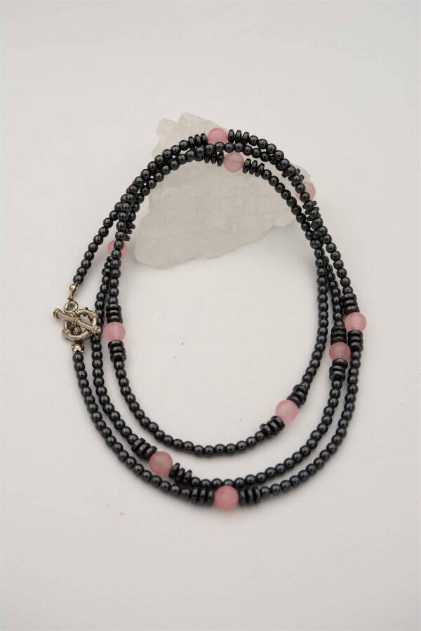 Sailor Lock Healing Necklace with Rose Quartz Hematite Stones - 5