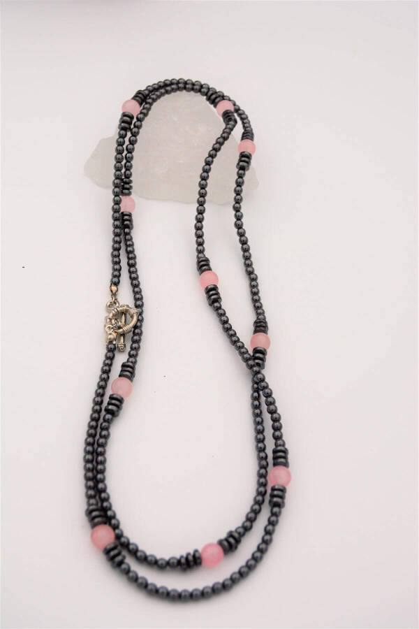 Sailor Lock Healing Necklace with Rose Quartz Hematite Stones - 6