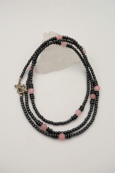 Sailor Lock Healing Necklace with Rose Quartz Hematite Stones - 11