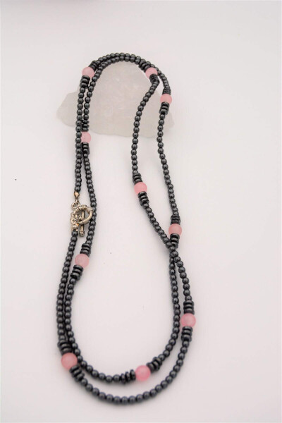 Sailor Lock Healing Necklace with Rose Quartz Hematite Stones - 12