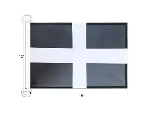 Saint Piran's NAUTICAL Flag 18'' x 12'' - Cornwall flags 30 x 45 cm. - Banner 12x18 in for boat - AZ FLAG - 5