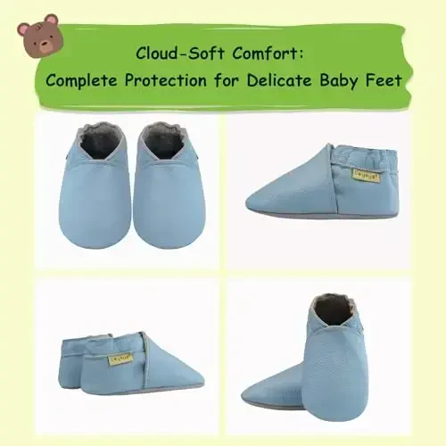 САЙОЙО Baby Soft Sole Prewalkers Baby Toddler Shoes Leather Infant Shoes Dark Grey - 5
