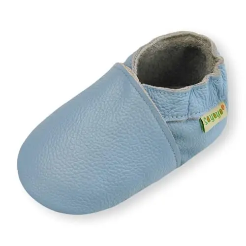 САЙОЙО Baby Soft Sole Prewalkers Baby Toddler Shoes Leather Infant Shoes Dark Grey 