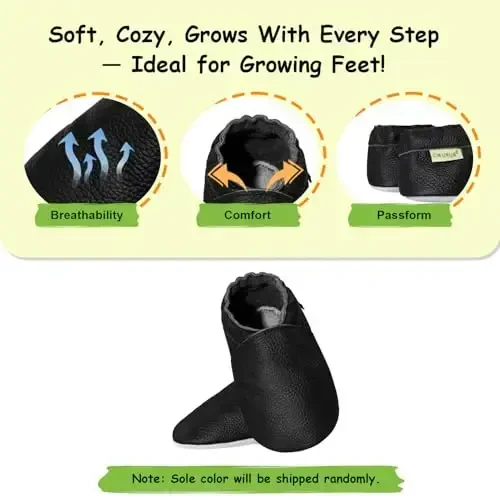 САЙОЙО Baby Soft Sole Prewalkers Baby Toddler Shoes Leather Infant Shoes Dark Grey - SAYOYO (1)