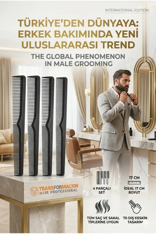 Sakal Bıyık Saç Tarağı 4 Lü Set Jess Design 718689 - 1