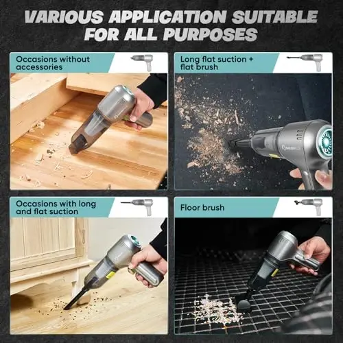 SakerPlus Avtomobil Changyutgichi - Eng yaxshi So'rish,Cho'tkasiz Dvigatel 12000PA Yuqori Quvvat,3 in 1 Mini Portativ Changyutgich Simsiz Avtomobil Changyutgichlari - 4