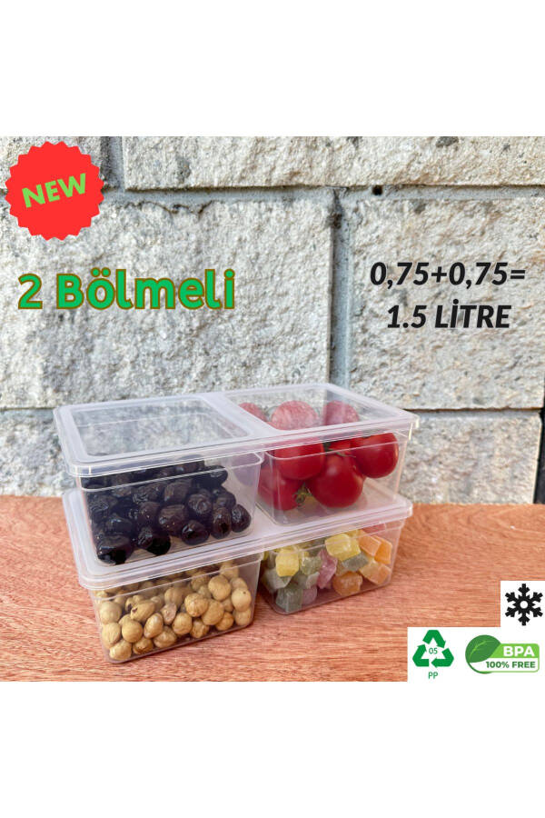 Saklama Kabı Bölmeli 1.5 Litre 10 Adet Mikrodalga Buzdolabı Dondurucu Uygun Pp5-ŞEFFAF - 6