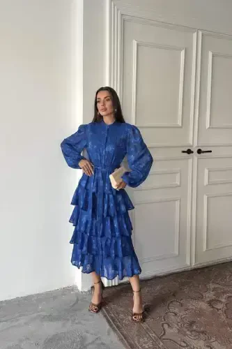 Saks Balloon Sleeve Tiered Dress - BÜYÜKBEDENIZ (1)