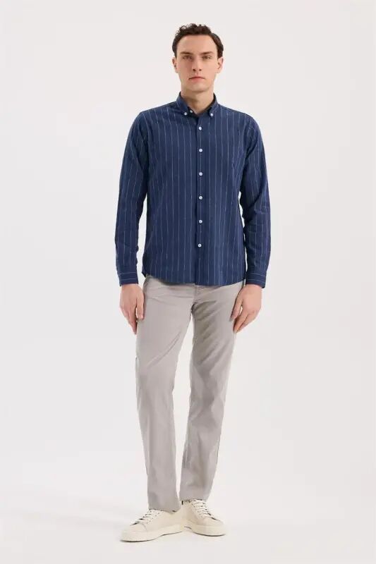 Saks Comfort Fit Düğmeli Yaka Pamuklu Gömlek - 2