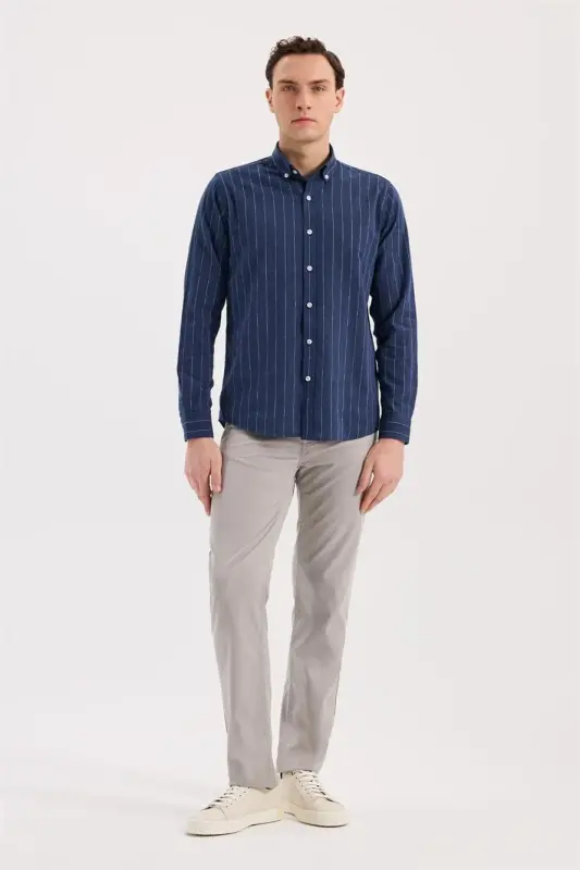 Saks Comfort Fit Düğmeli Yaka Pamuklu Gömlek - 2