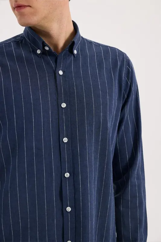 Saks Comfort Fit Düğmeli Yaka Pamuklu Gömlek - 3