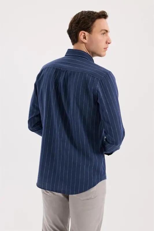 Saks Comfort Fit Düğmeli Yaka Pamuklu Gömlek - 4