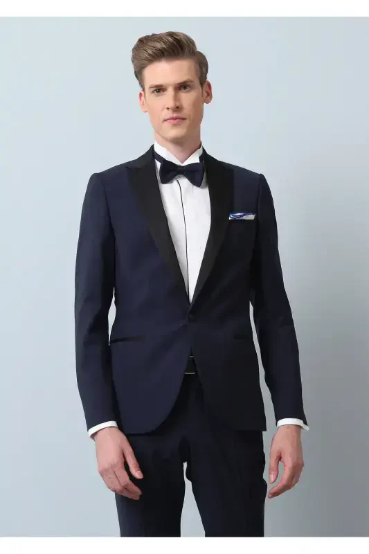 Сакс Дюз Fashion Slim Fit Крувазе Яка Докума Смок - 4