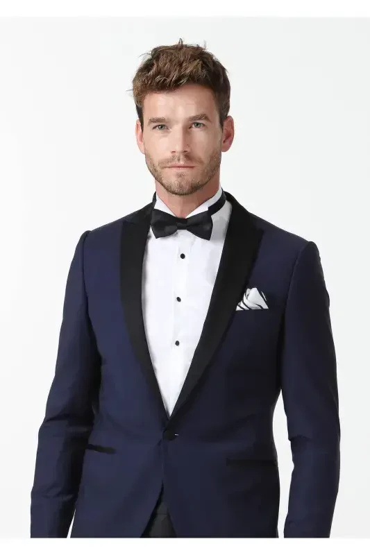 Saks Düz Fashion Slim Fit Kruvaze Yaka Dokuma Smok - 3