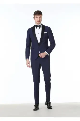 Saks Düz Fashion Slim Fit Kruvaze Yaka Dokuma Smok - 1