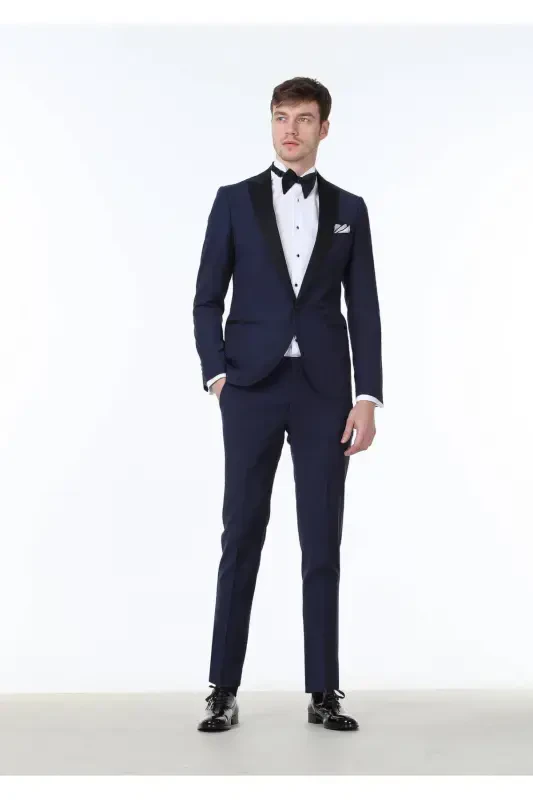 Saks Düz Fashion Slim Fit Kruvaze Yaka Dokuma Smok - 2