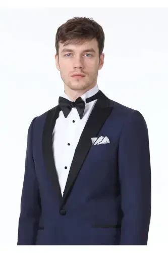 Saks Düz Fashion Slim Fit Kruvaze Yaka Dokuma Smok - 3