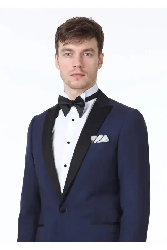 Saks Düz Fashion Slim Fit Kruvaze Yaka Dokuma Smok - 3