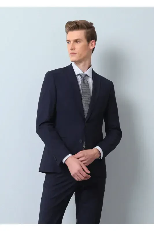 Saks Düz Moda Slim Fit Jun Aralashmali Kostyum - 2