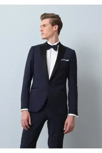 Saks Düz Fashion Slim Fit Kruvaze Yaka Dokuma Smok - RAMSEY (1)