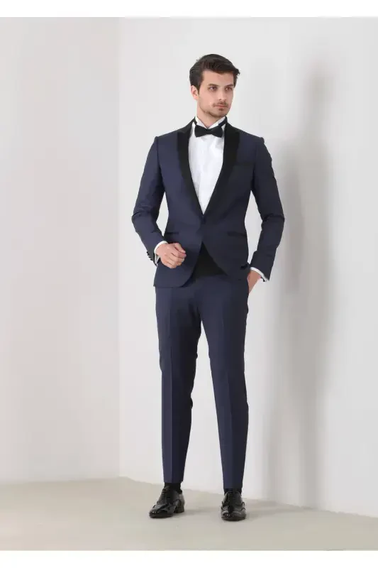 Saks Fashion Slim Fit Double Breasted Woven Tuxedo Suit - 1