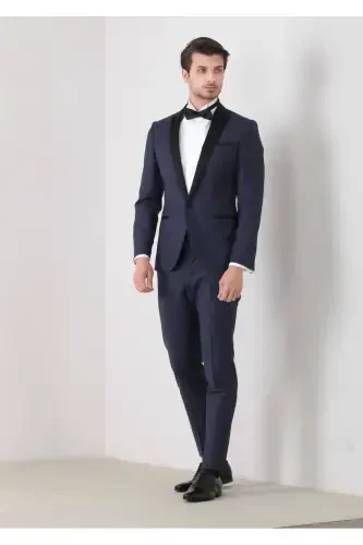 Saks Fashion Slim Fit Double Breasted Woven Tuxedo Suit - RAMSEY (1)