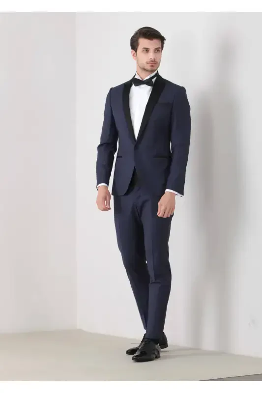 Saks Fashion Slim Fit Double Breasted Woven Tuxedo Suit - 2