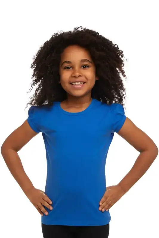 Saks Girls Short Sleeve Basic T-Shirt-IMPERIAL BLUE - 1