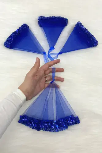 Saks Moviy Kelin Ro'moli, Halay El Ro'moli, Zarif Suv Toshli Pulli Boncukli Pul Payet-SADECEMENDILSUTASHLIZARIFSAKSMAVI - 4