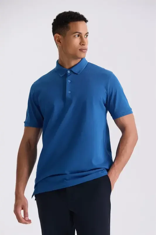 Saks Slim Fit 100% Paxta Merserize Polo Yoqali T-shirt - 1