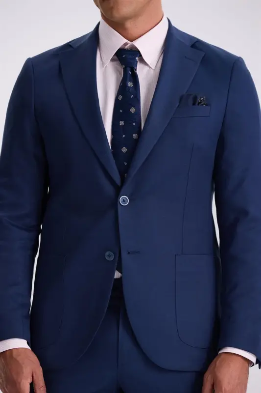 Saks Slim Fit Mono-Collar Tencel Fabric Double-Vent Patch Pocket Suit - 3
