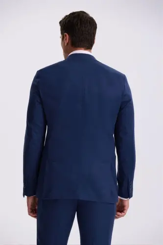 Saks Slim Fit Mono-Collar Tencel Fabric Double-Vent Patch Pocket Suit - 4