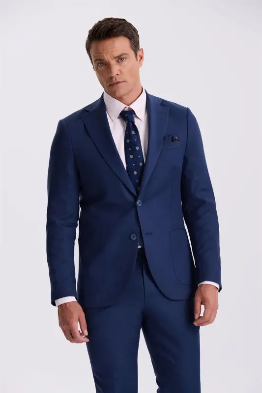 Saks Slim Fit Mono Yaka Tensel Mato G'oli Jib Biriktirmali Cho'ntak - 2