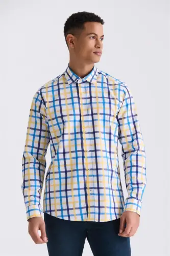 Saks Slim Fit Yaka Düğmeli Gömlek - 1