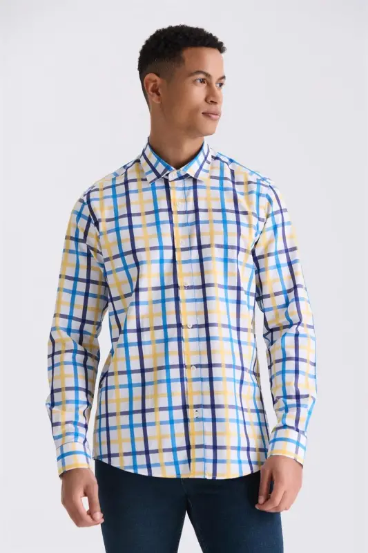 Saks Slim Fit Yaka Düğmeli Gömlek - 1