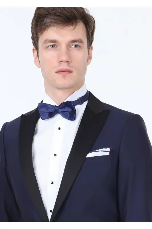 Saks Straight Fashion Slim Fit Double Breasted Woven Tuxedo Suit - 3