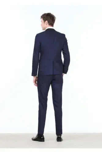 Saks Straight Fashion Slim Fit Double Breasted Woven Tuxedo Suit - 4