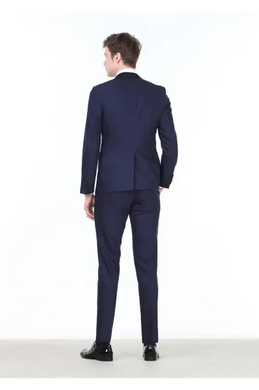 Saks Straight Fashion Slim Fit Double Breasted Woven Tuxedo Suit - 4
